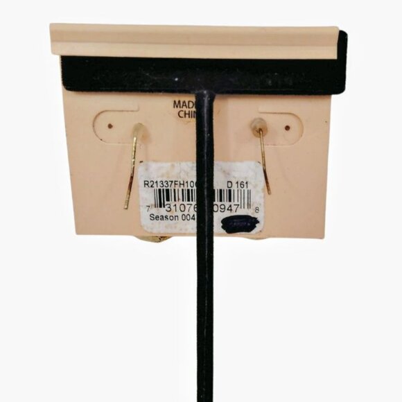 Sparkling Pear Rose Cut Crystal 1" Dangle  Gold Tone Teardrop Earrings JW1530 - Picture 3 of 5